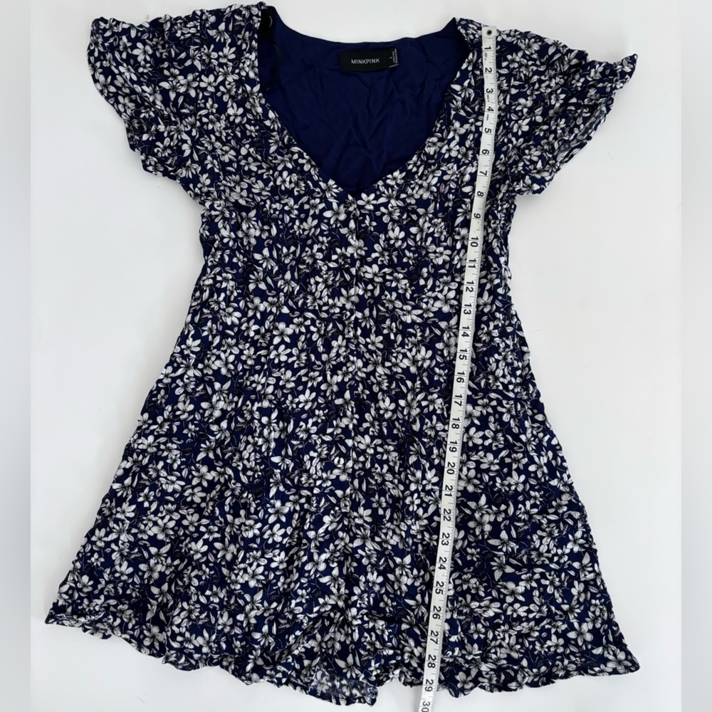 Mink pink v neck floral mini dress